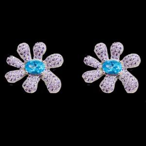 Earrings | Collina Strada AMETHYST PAVE SQUASHED BLOSSOM EARRING