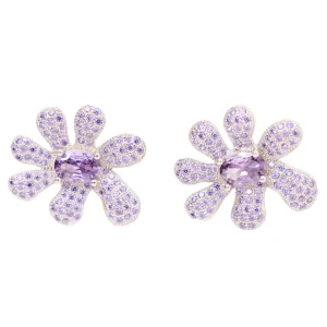 Earrings | Collina Strada AMETHYST PAVE SQUASHED BLOSSOM EARRING