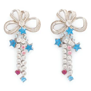 Earrings | Collina Strada AQUAMARINE BOW JANGLE EARRINGS