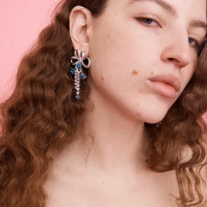 Earrings | Collina Strada AQUAMARINE BOW JANGLE EARRINGS
