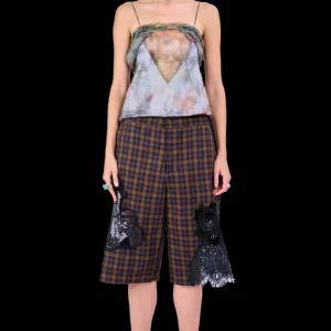 Pants | Collina Strada BLACK PLAID DANTE SHORT