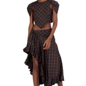 Skirts | Collina Strada BLACK PLAID FLORIST SKIRT