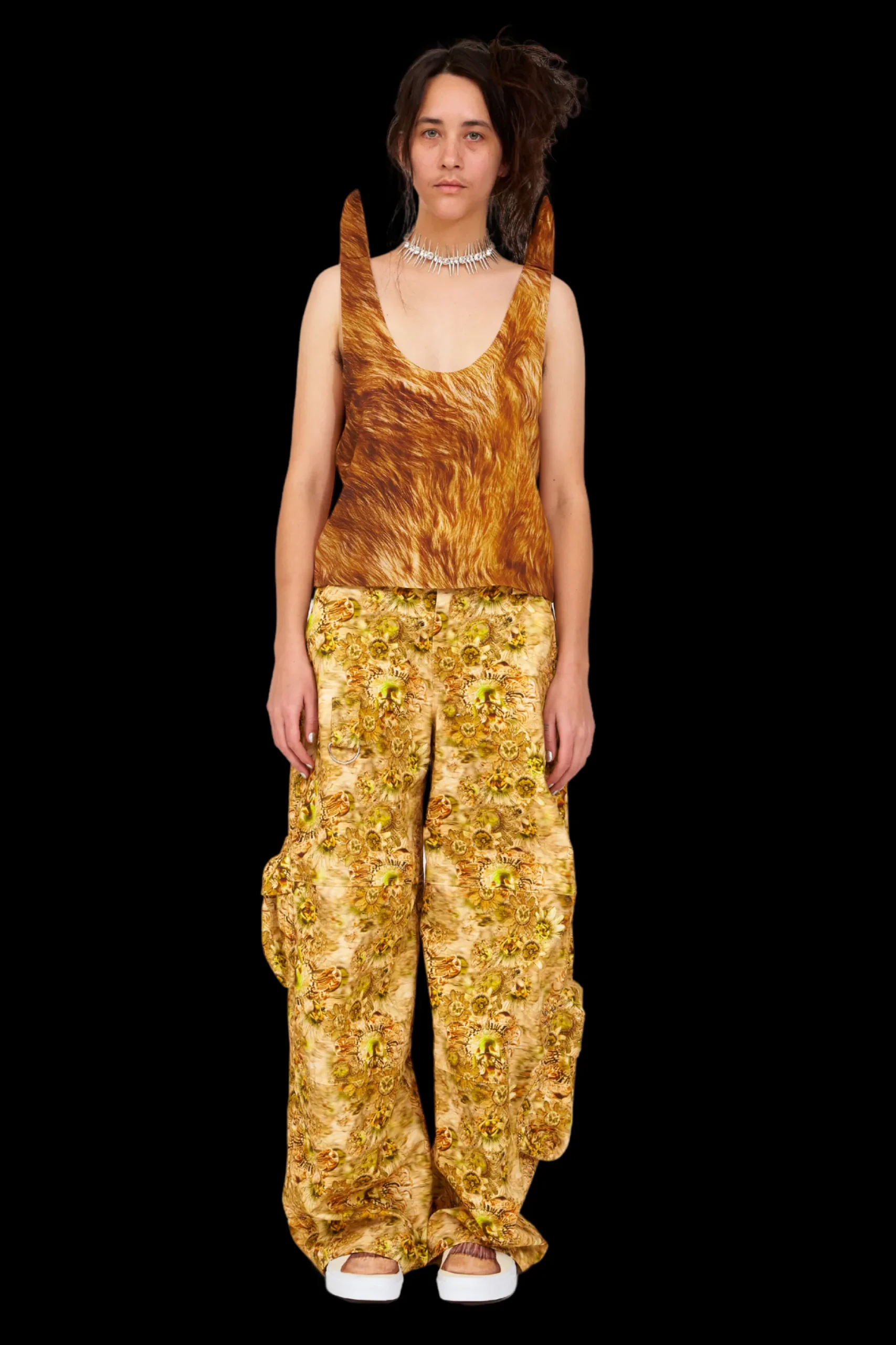brown_fur_horn_tank_0.webp Tops | Collina Strada BROWN FUR HORN TANK