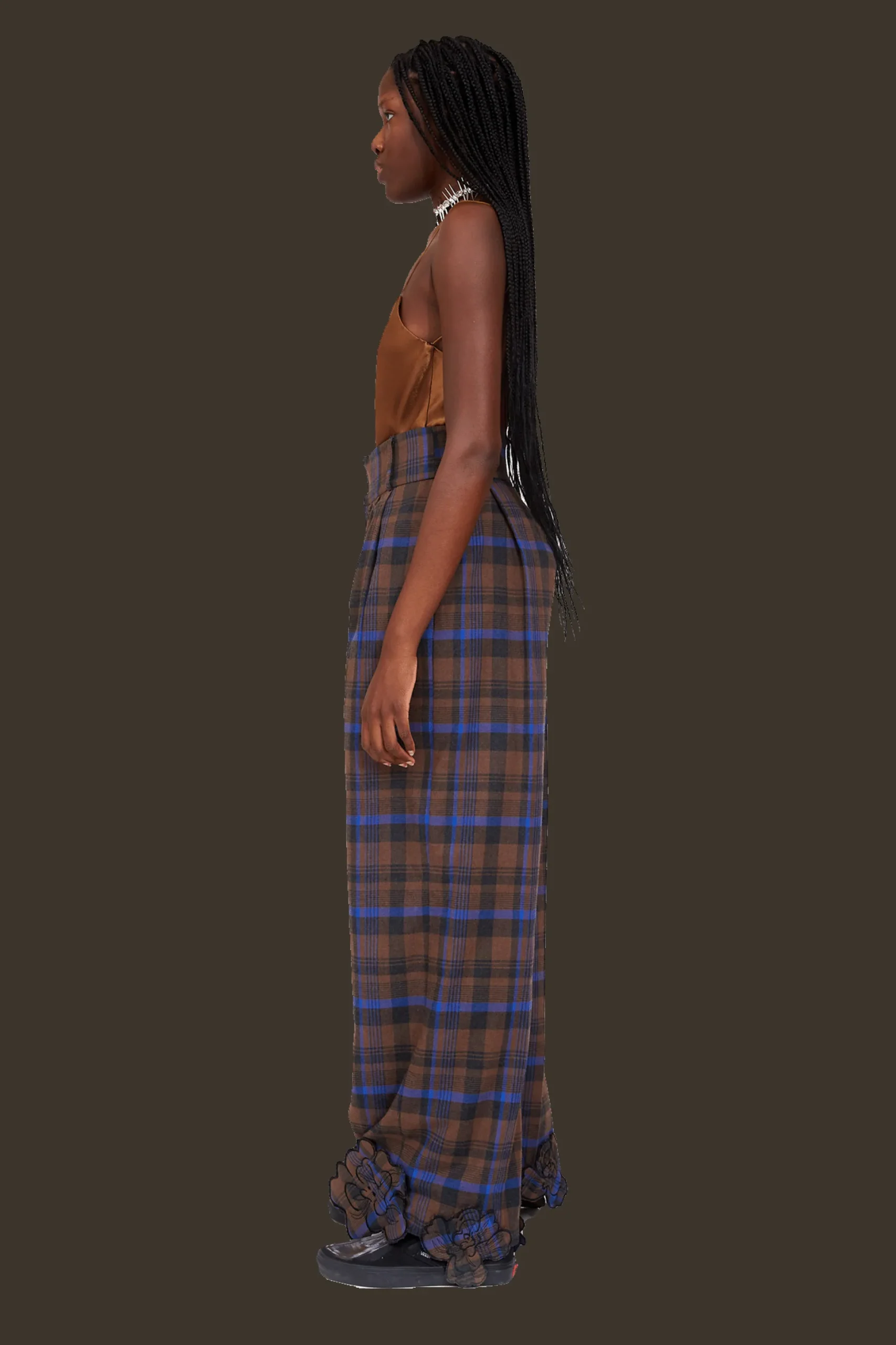 brown_plaid_ribbit_pant_2.webp Pants | Collina Strada BROWN PLAID RIBBIT PANT