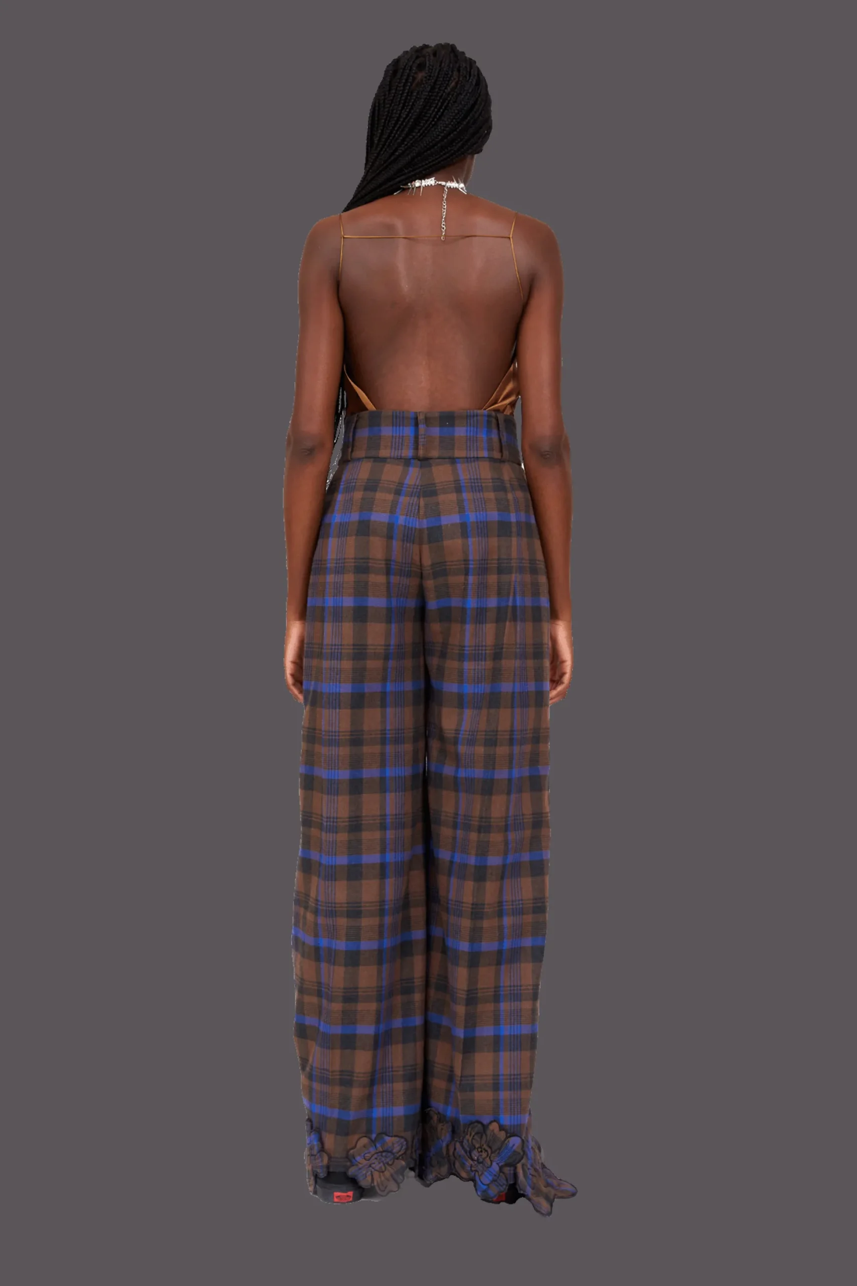brown_plaid_ribbit_pant_3.webp Pants | Collina Strada BROWN PLAID RIBBIT PANT