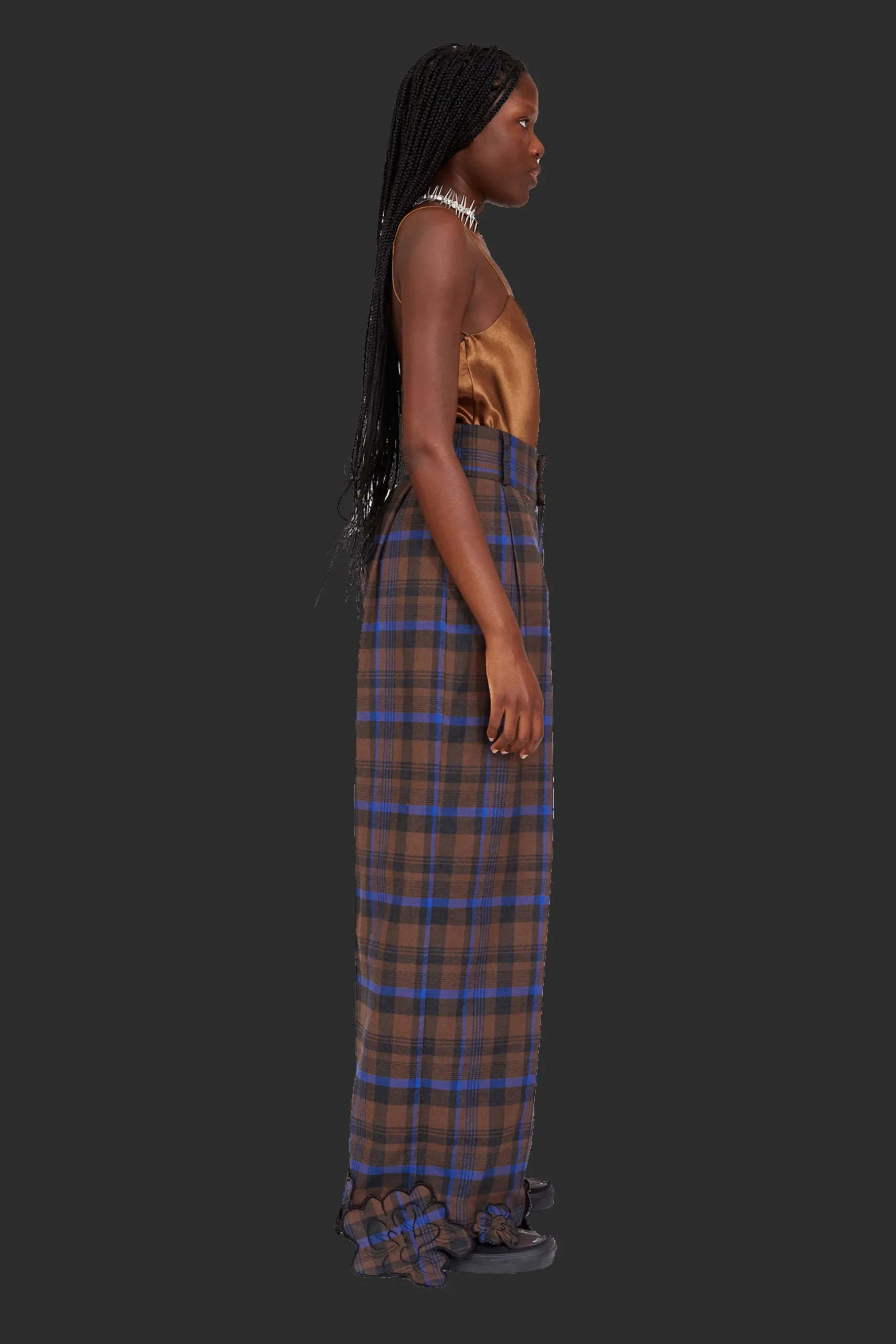 brown_plaid_ribbit_pant_4.webp Pants | Collina Strada BROWN PLAID RIBBIT PANT