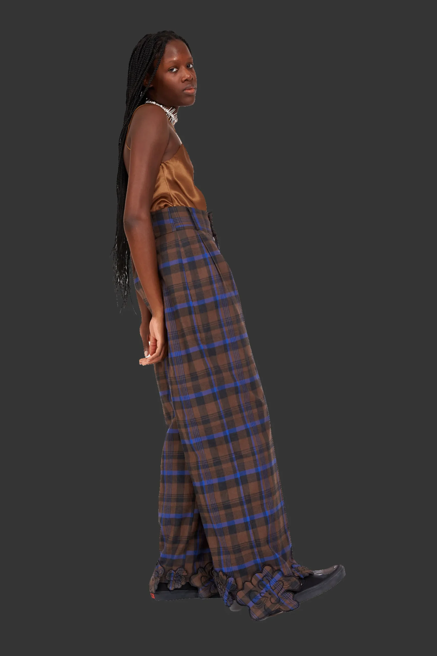 brown_plaid_ribbit_pant_6.webp Pants | Collina Strada BROWN PLAID RIBBIT PANT