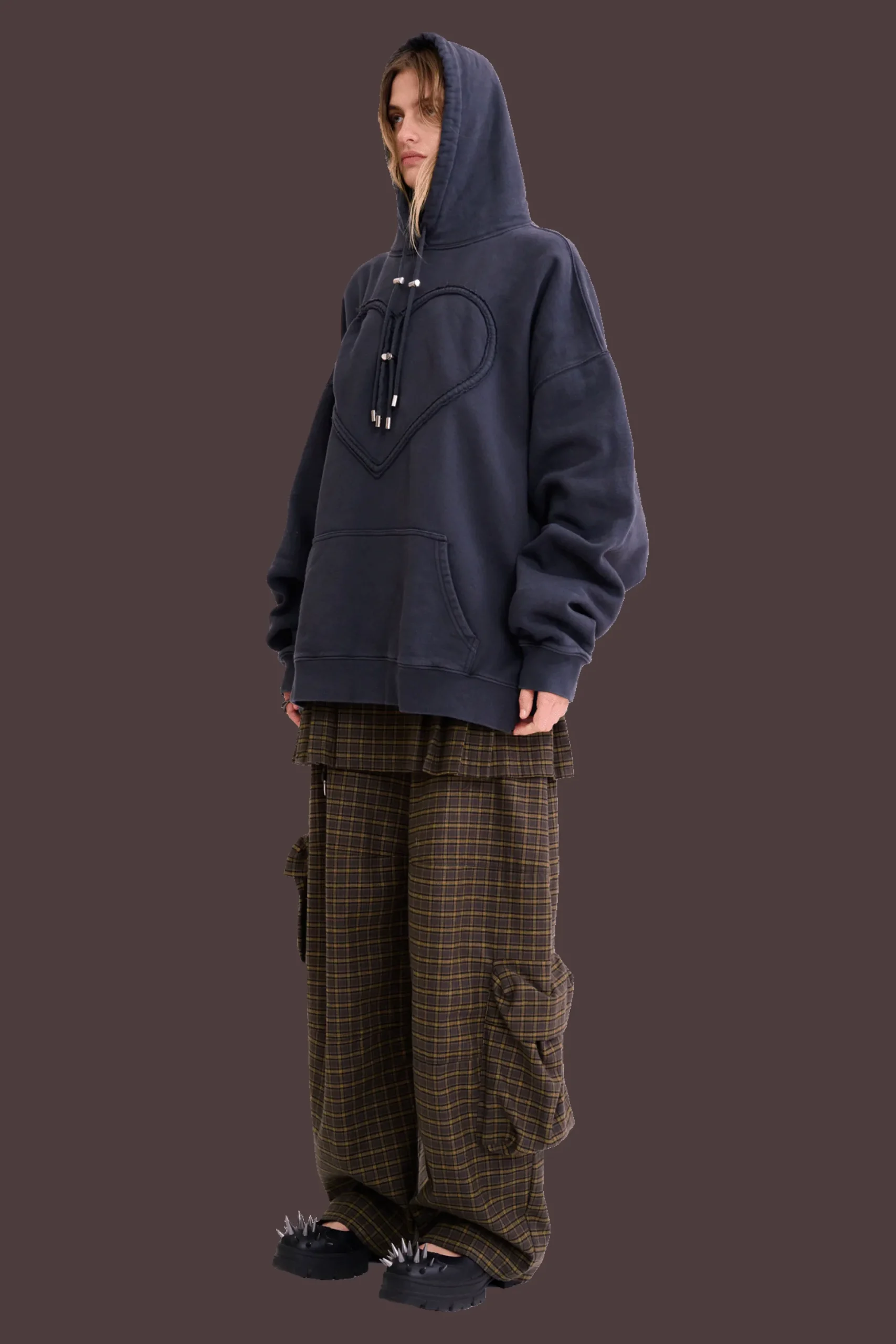 charcoal_heart_hoodie_2.webp Sweaters & Sweats | Collina Strada CHARCOAL HEART HOODIE