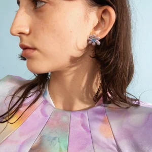 Earrings | Collina Strada CRYSTAL PAVE SQUASHED BLOSSOM EARRING