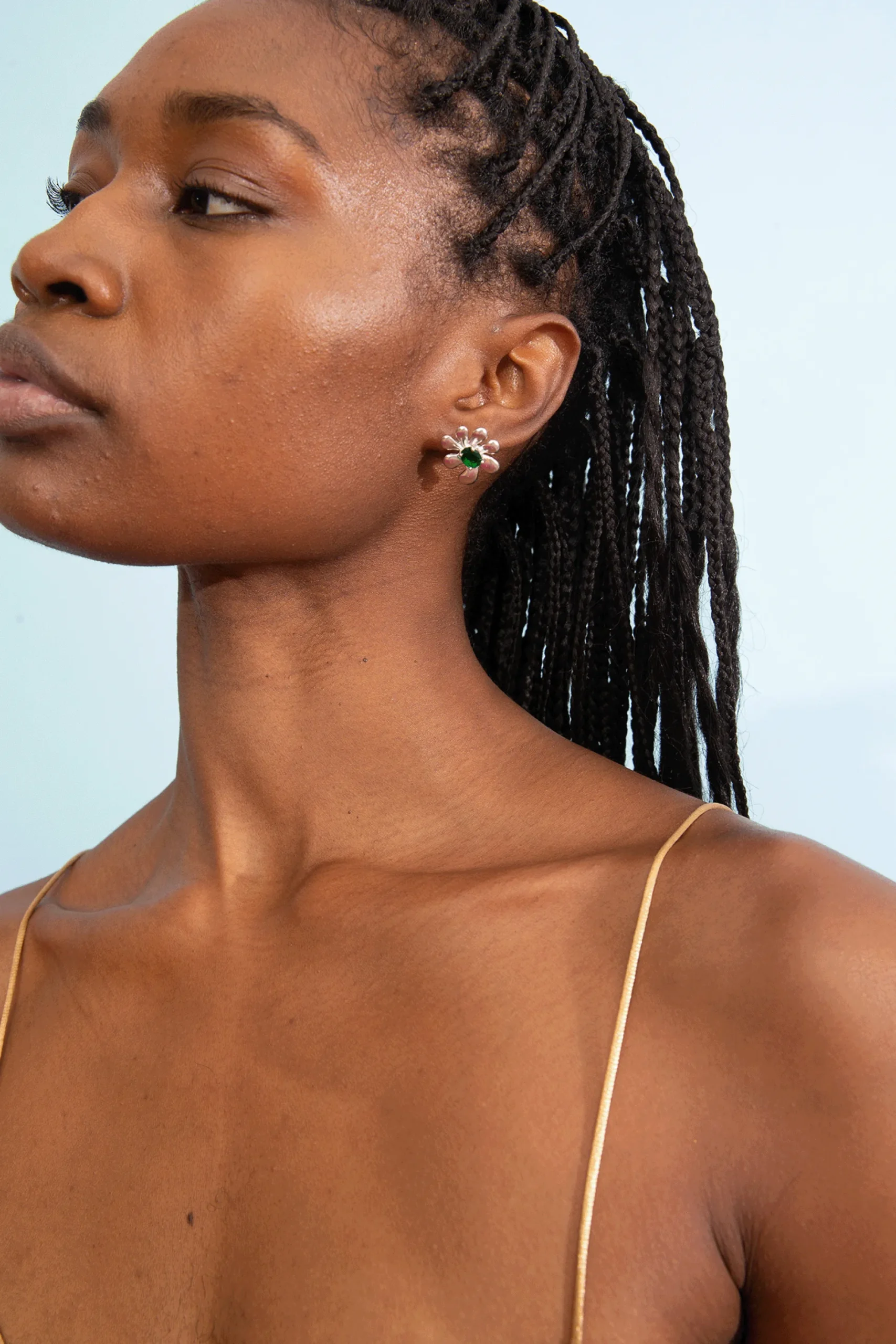 emerald_squashed_blossom_earring_1.webp Earrings | Collina Strada EMERALD SQUASHED BLOSSOM EARRING