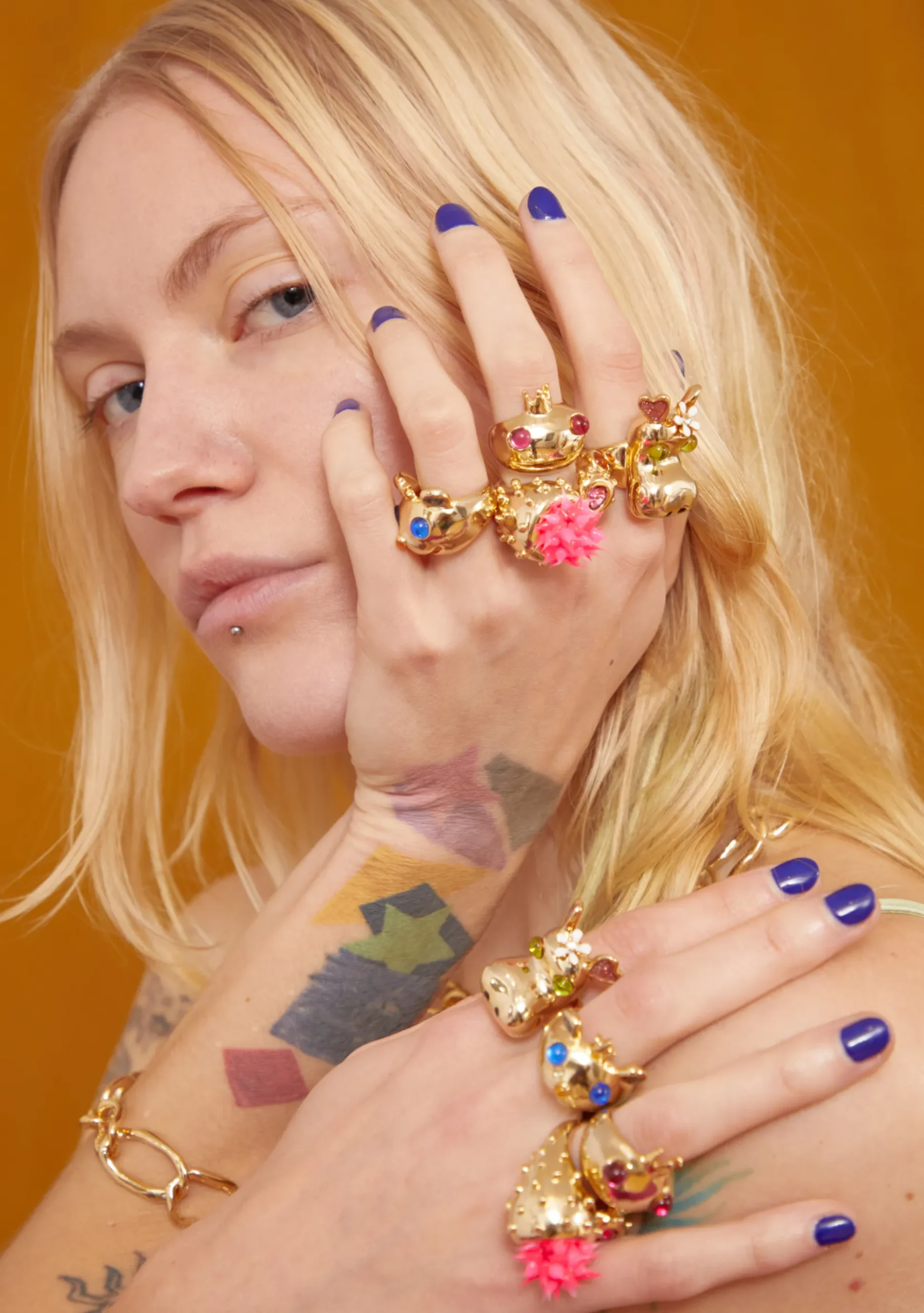 gold_blue_princess_bear_ring_1.webp Rings | Collina Strada GOLD BLUE PRINCESS BEAR RING