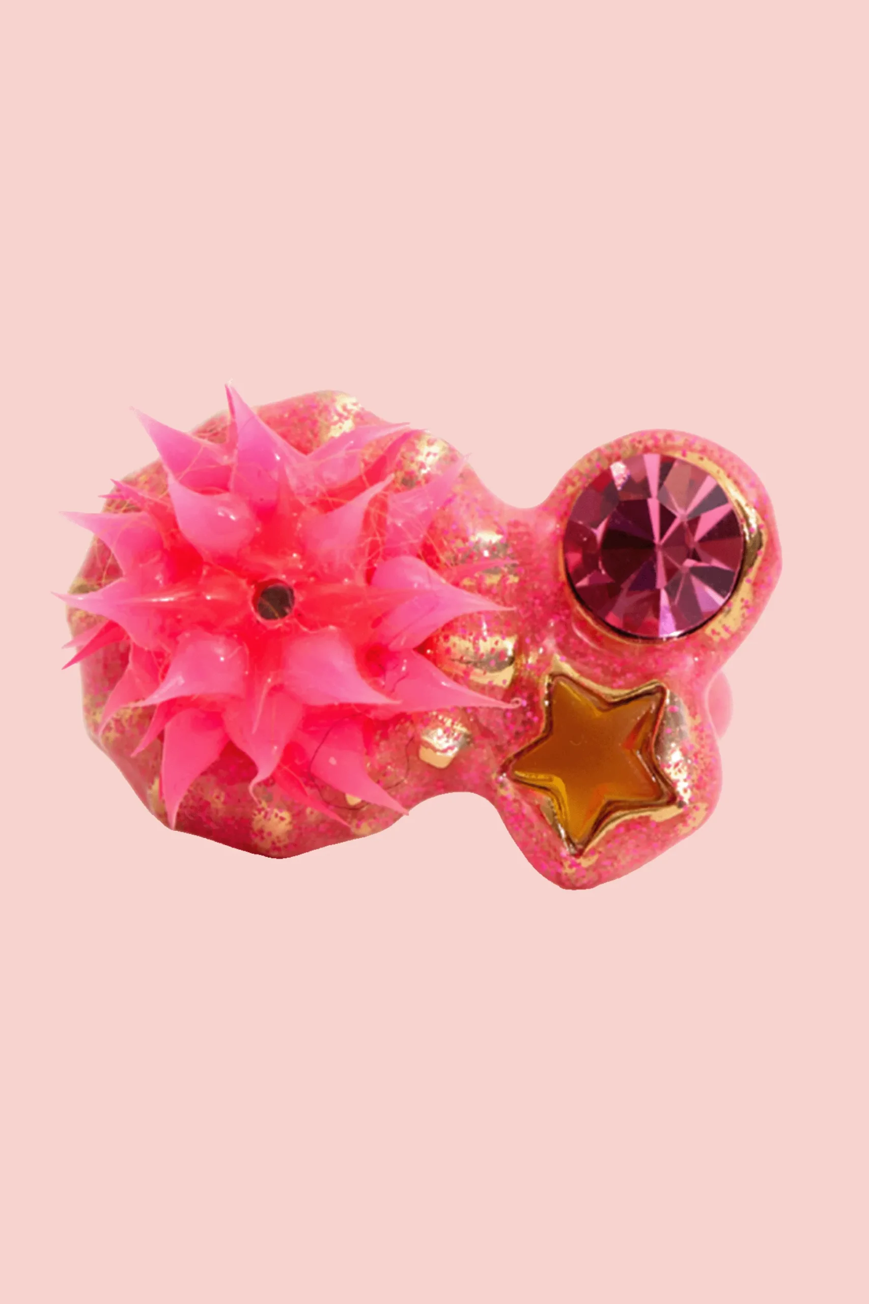 gold_pink_speck_candy_spike_ring_0.webp Rings | Collina Strada GOLD PINK SPECK CANDY SPIKE RING