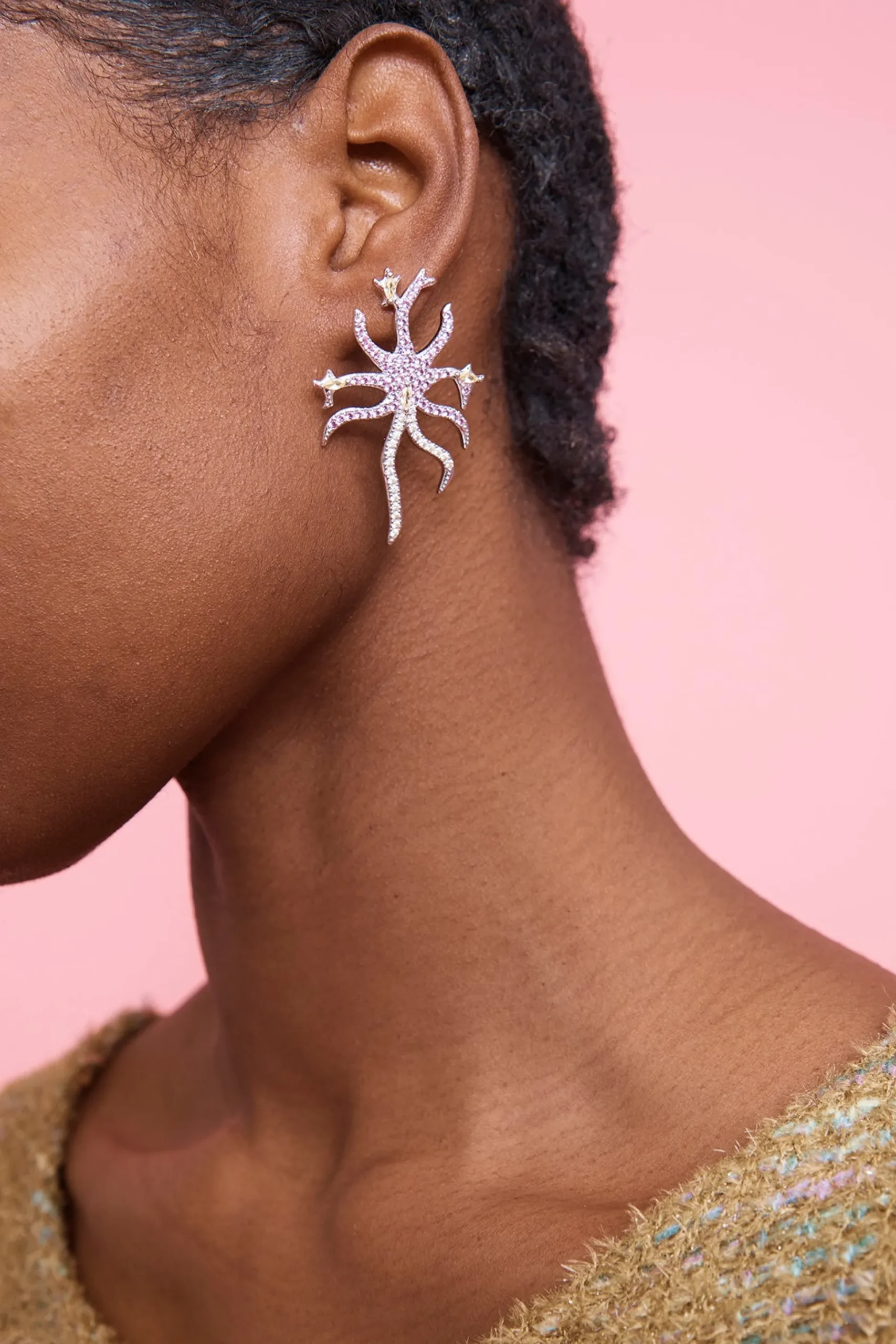 hot_pink_canary_etoile_earring_2.webp Earrings | Collina Strada HOT PINK CANARY ETOILE EARRING