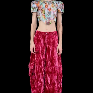 Pants | Collina Strada HOT PINK VELVET LAWN CARGO PANT