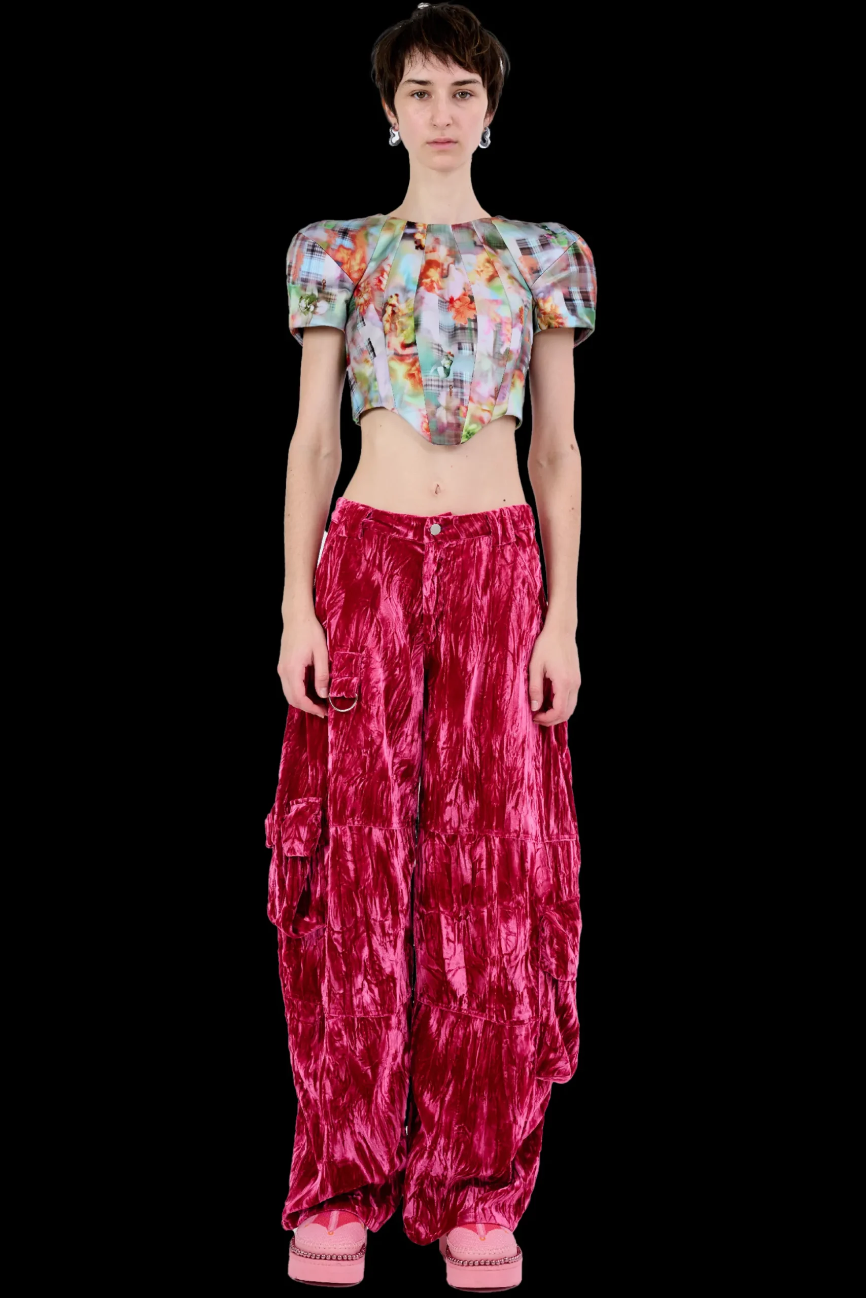 hot_pink_velvet_lawn_cargo_pant_0.webp Pants | Collina Strada HOT PINK VELVET LAWN CARGO PANT