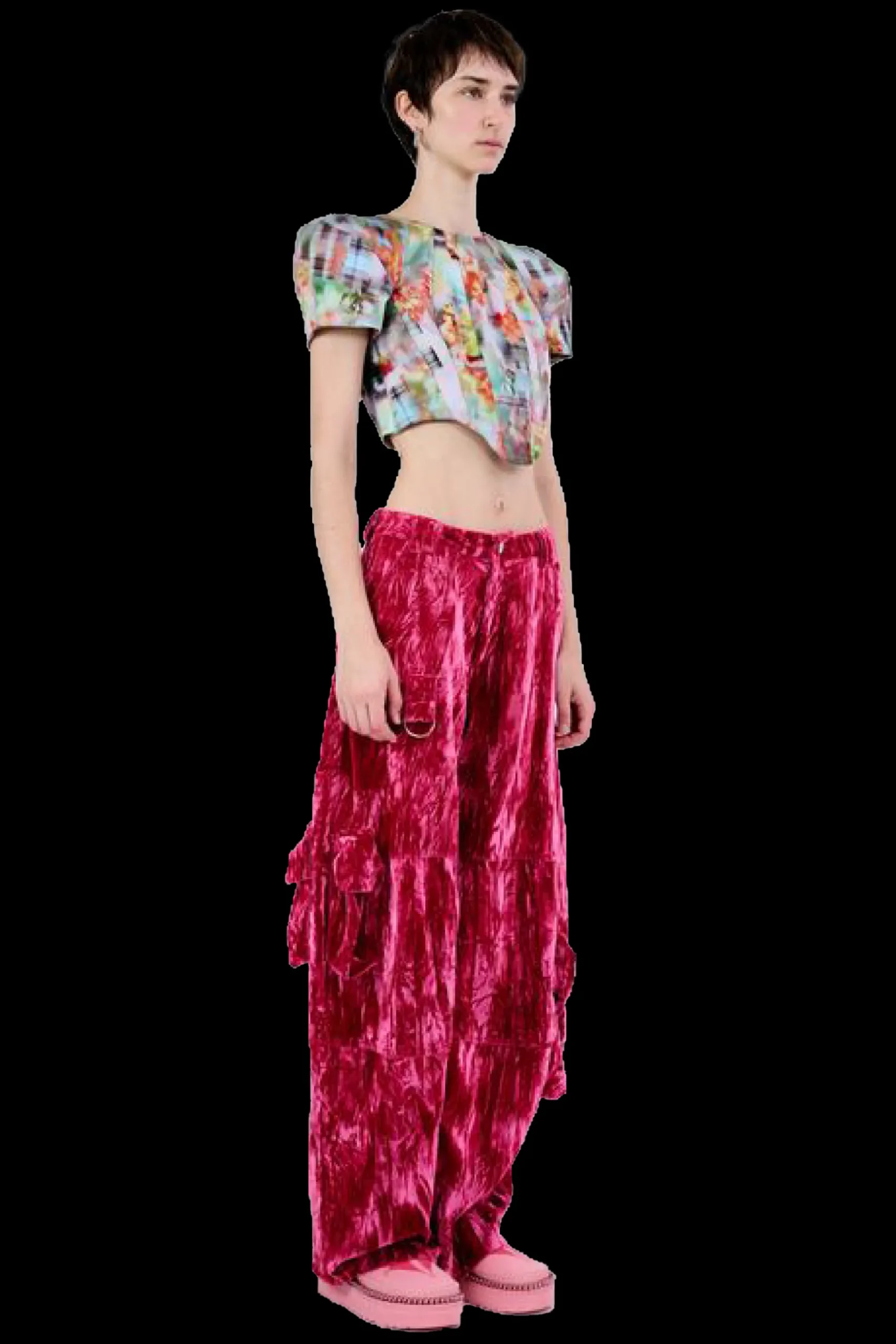 hot_pink_velvet_lawn_cargo_pant_1.webp Pants | Collina Strada HOT PINK VELVET LAWN CARGO PANT