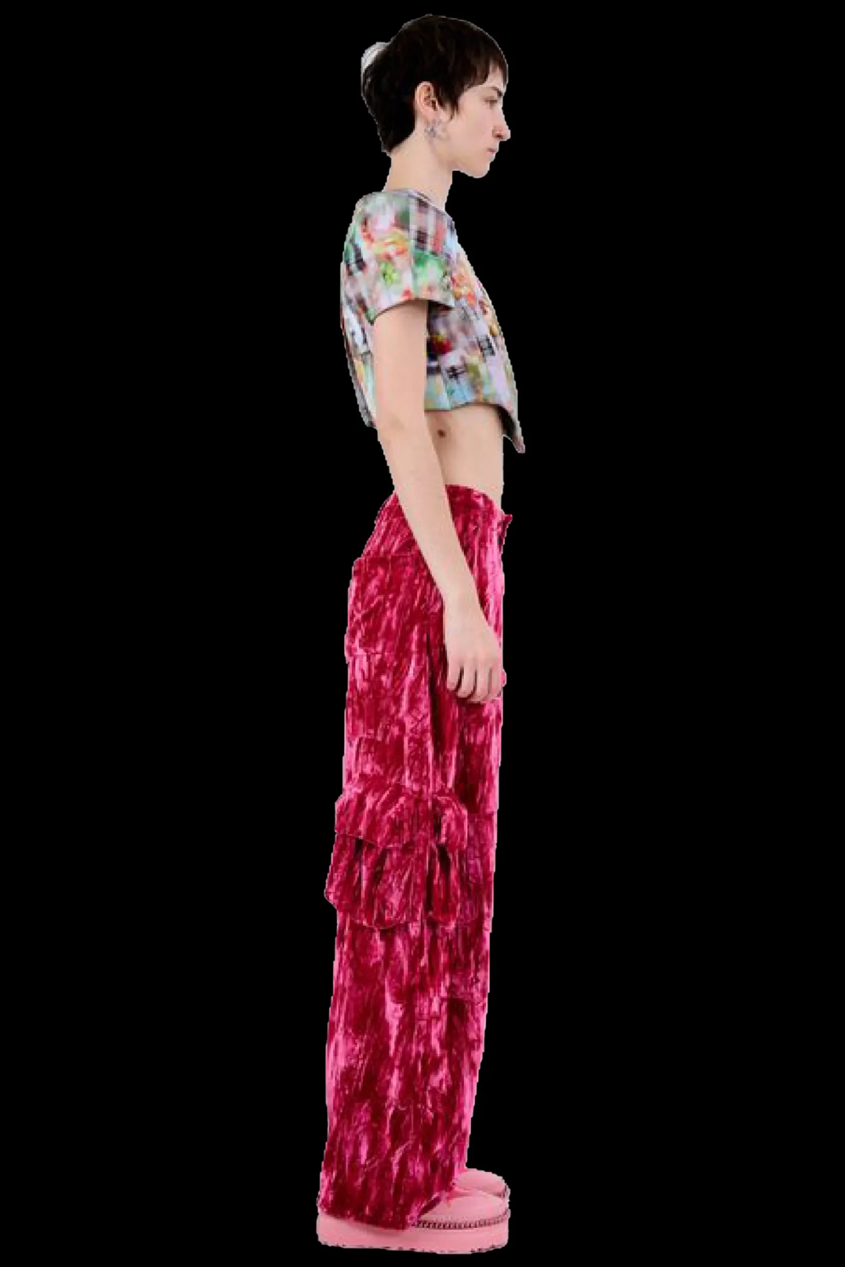 hot_pink_velvet_lawn_cargo_pant_2.webp Pants | Collina Strada HOT PINK VELVET LAWN CARGO PANT