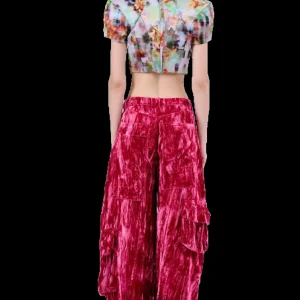 Pants | Collina Strada HOT PINK VELVET LAWN CARGO PANT
