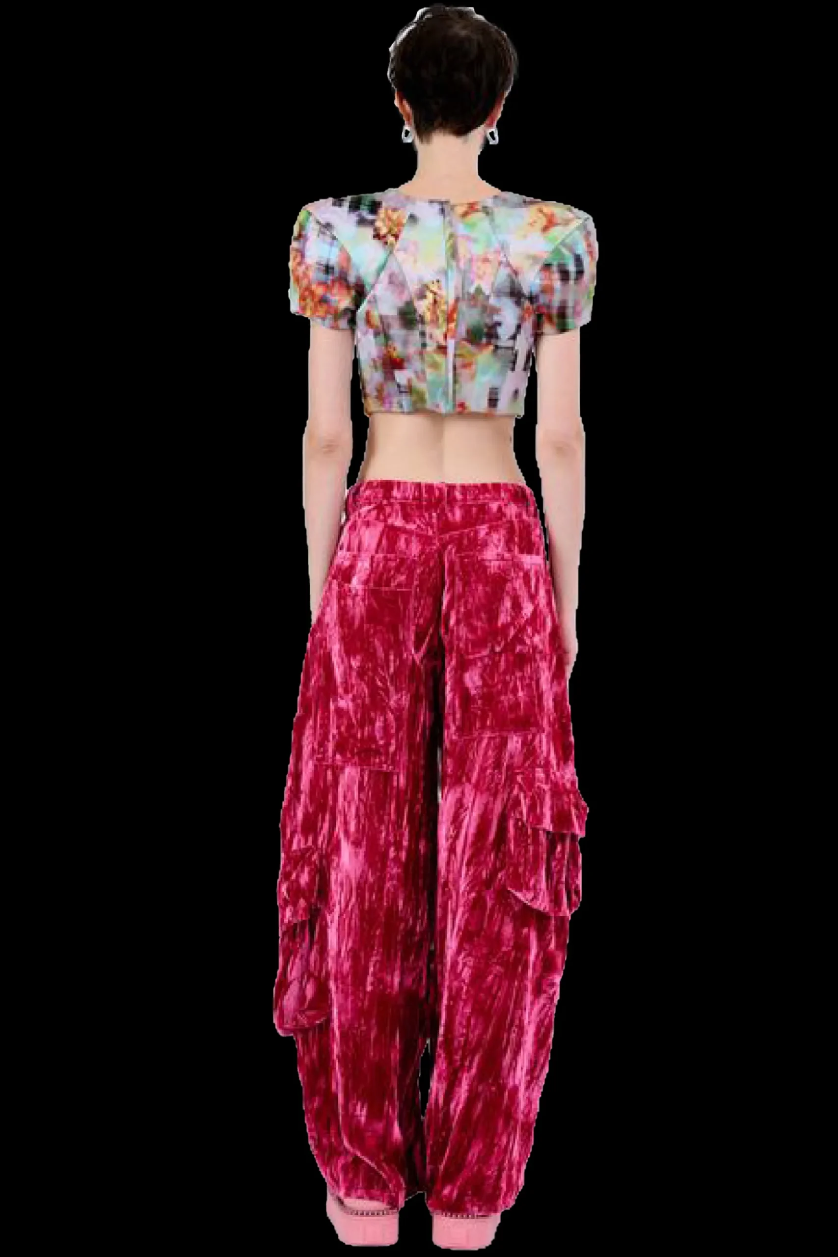 hot_pink_velvet_lawn_cargo_pant_3.webp Pants | Collina Strada HOT PINK VELVET LAWN CARGO PANT