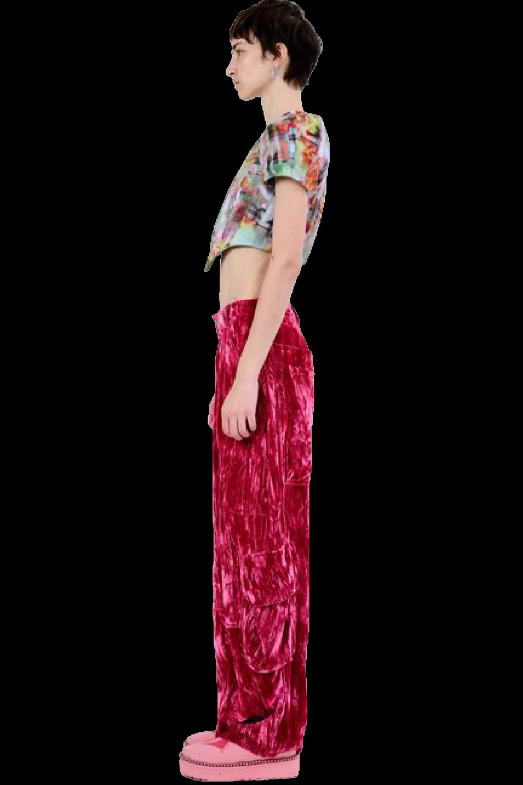 hot_pink_velvet_lawn_cargo_pant_4.webp Pants | Collina Strada HOT PINK VELVET LAWN CARGO PANT