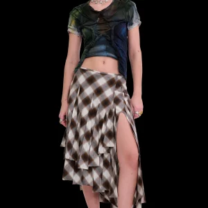 Skirts | Pants | Collina Strada LIGHT BROWN PLAID DRIZZLE SKIRT