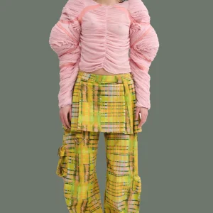 Skirts | Pants | Collina Strada LIME PLAID LAWN SKIRT CARGO PANT