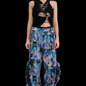 Pants | Collina Strada NAVY GARDEN BLUR DANTE RUFFLE TROUSER
