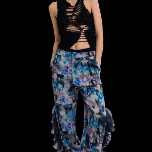 Pants | Collina Strada NAVY GARDEN BLUR DANTE RUFFLE TROUSER