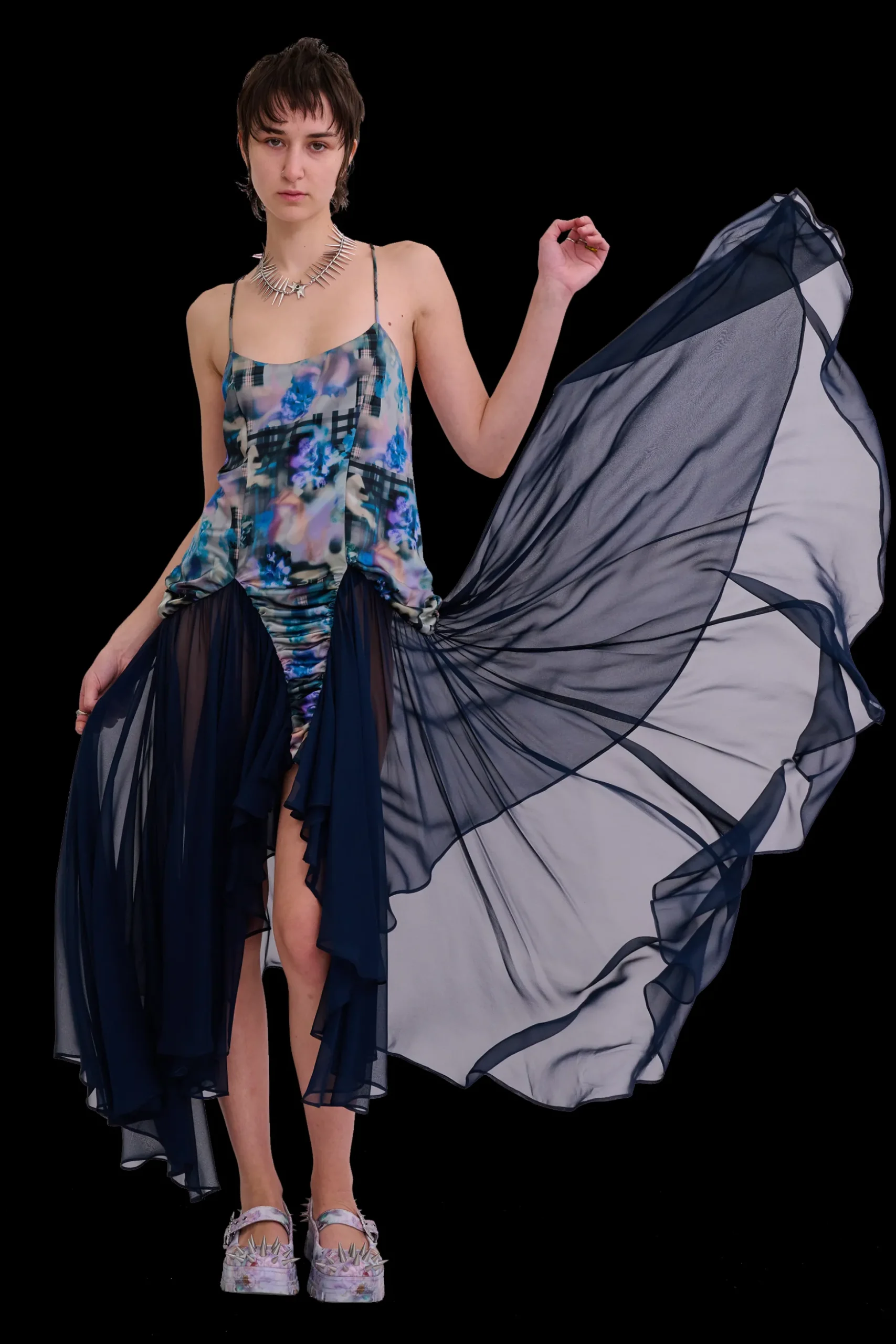 navy_garden_blur_magnolia_dress_1.webp Tops | Dresses | Collina Strada NAVY GARDEN BLUR MAGNOLIA DRESS