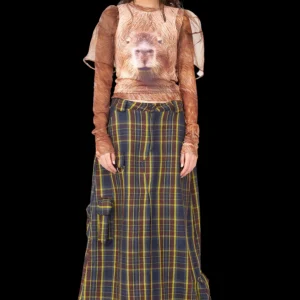 Skirts | Collina Strada NAVY LIME PLAID STOMP SKIRT