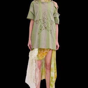 Tops | Collina Strada OLIVE STRIPE REMNANT STAR TEE