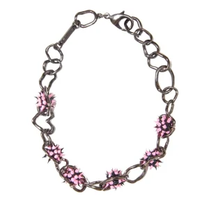 Necklaces | Collina Strada PINK BLACK SPIKEEZ CRUSHED CHAIN NECKLACE