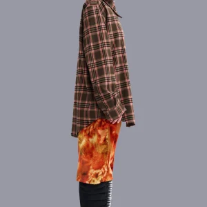 Tops | Collina Strada PINK BROWN PLAID BAT BUTTON UP