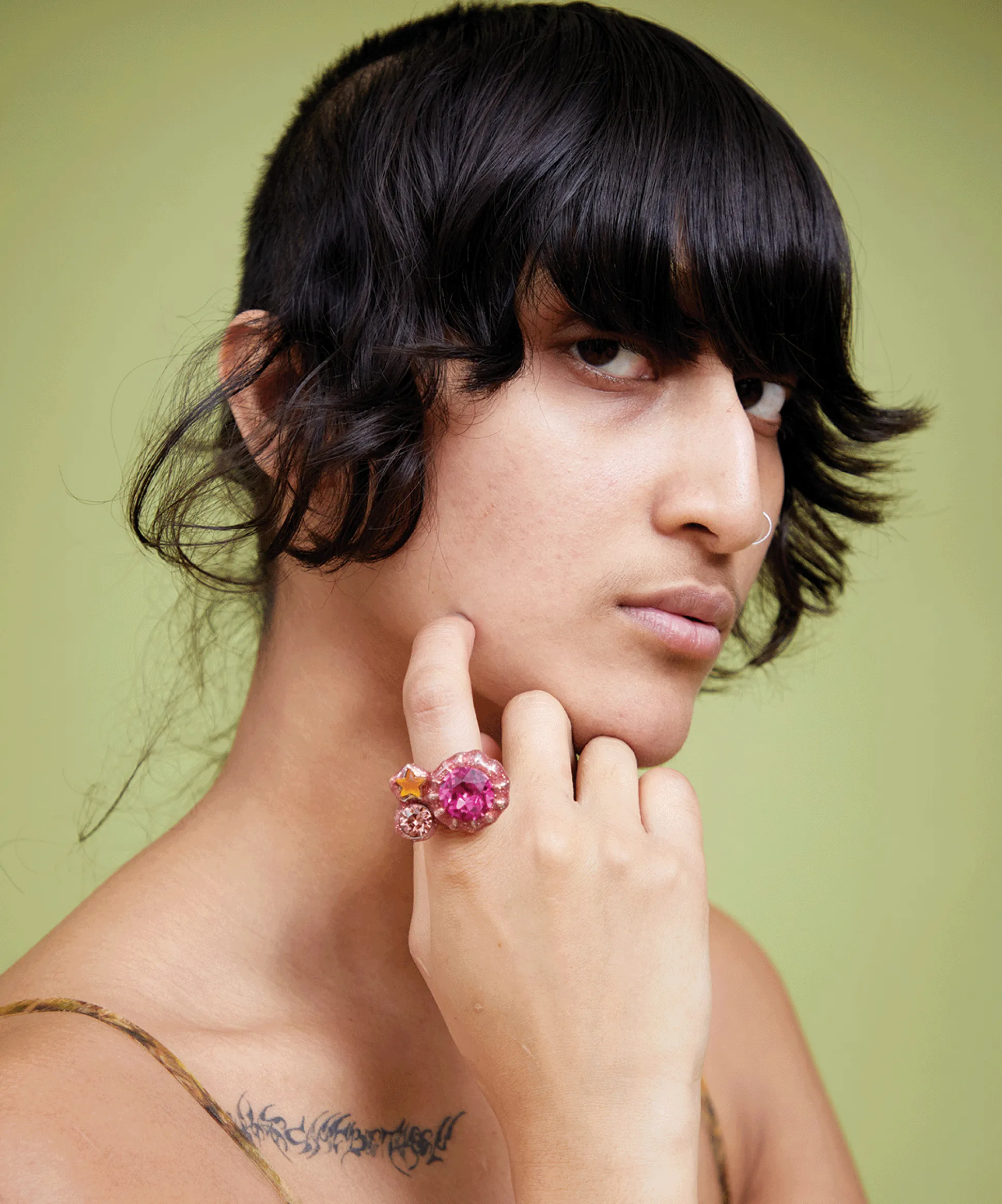 pink_glitter_candy_gem_ring_1.webp Rings | Collina Strada PINK GLITTER CANDY GEM RING