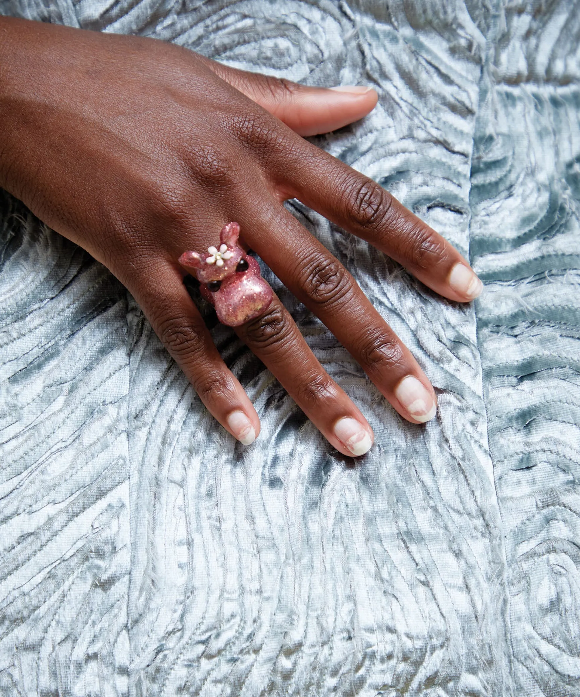 pink_glitter_hippo_ring_1.webp Rings | Collina Strada PINK GLITTER HIPPO RING