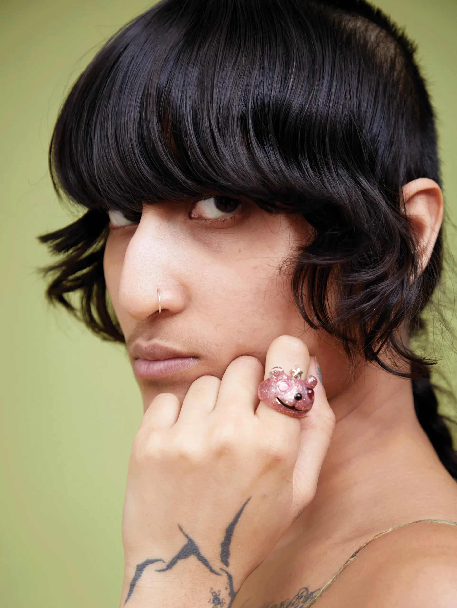 pink_glitter_princess_bear_ring_1.webp Rings | Collina Strada PINK GLITTER PRINCESS BEAR RING