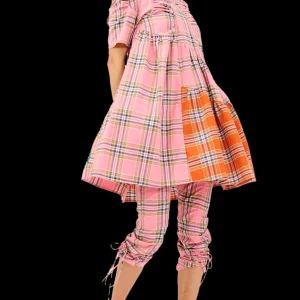 Dresses | Collina Strada PINK-ORANGE PLAID ARC MIDI DRESS