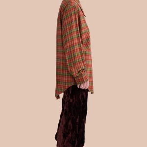 Tops | Collina Strada RED PLAID BAT BUTTON UP