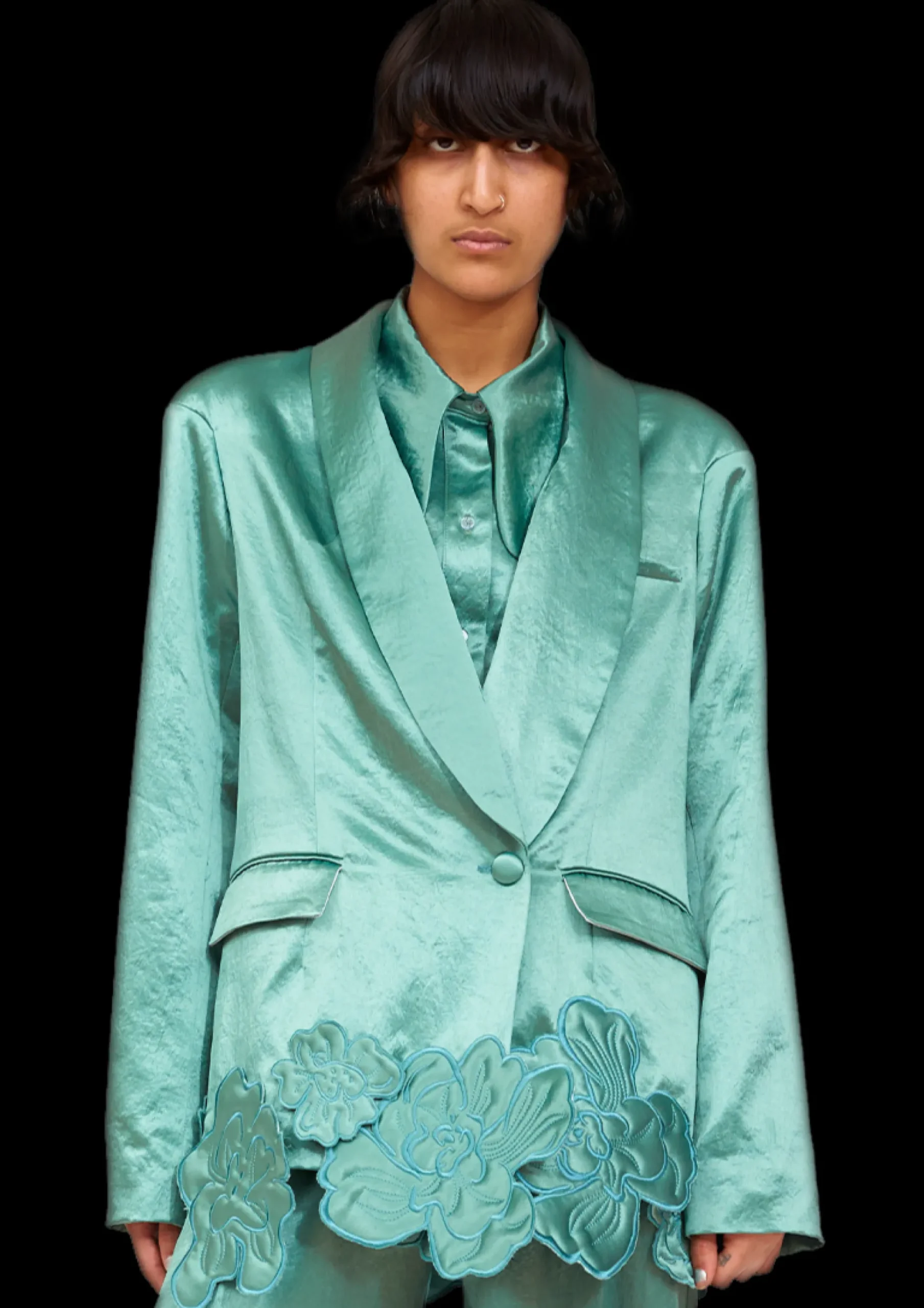sage_green_ribbit_blazer_1.webp Outerwear | Collina Strada SAGE GREEN RIBBIT BLAZER