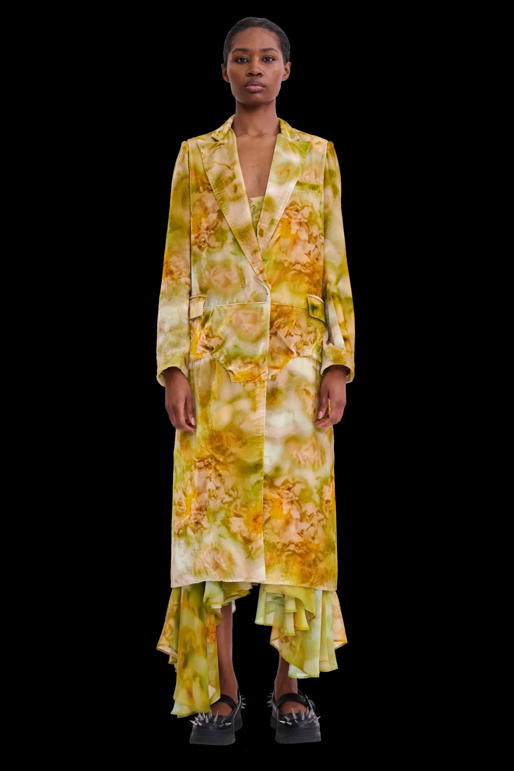 sage_molten_floral_short_wolverine_coat_0.webp Outerwear | Collina Strada SAGE MOLTEN FLORAL SHORT WOLVERINE COAT