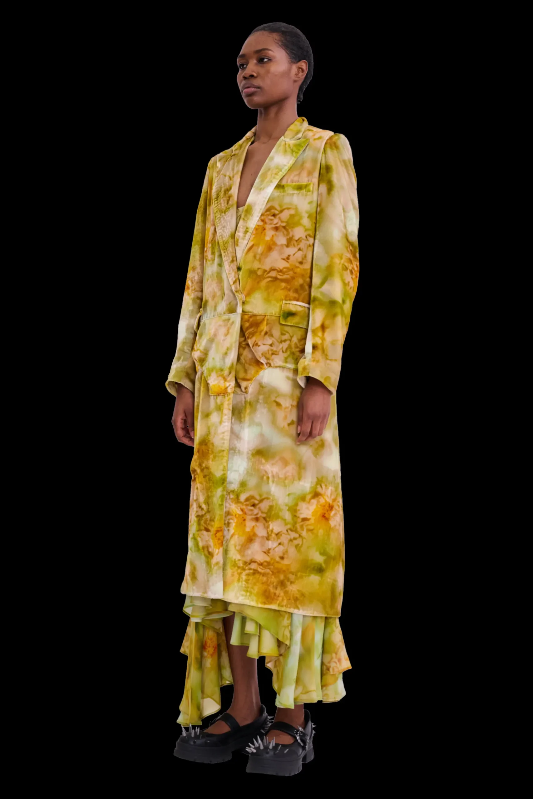 sage_molten_floral_short_wolverine_coat_2.webp Outerwear | Collina Strada SAGE MOLTEN FLORAL SHORT WOLVERINE COAT
