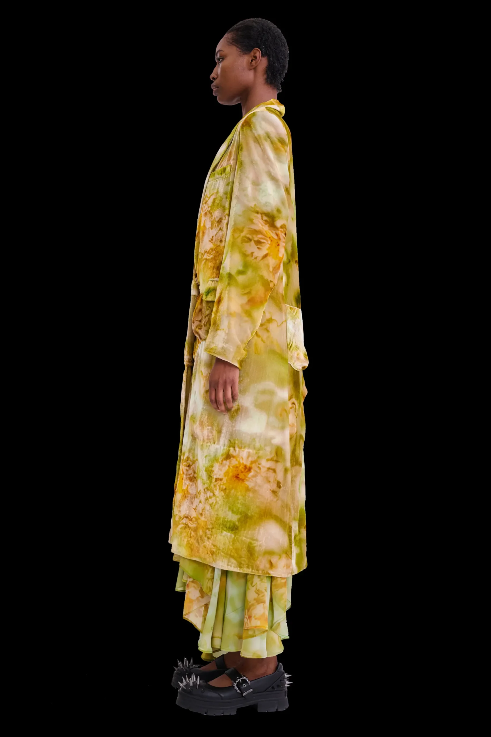 sage_molten_floral_short_wolverine_coat_3.webp Outerwear | Collina Strada SAGE MOLTEN FLORAL SHORT WOLVERINE COAT