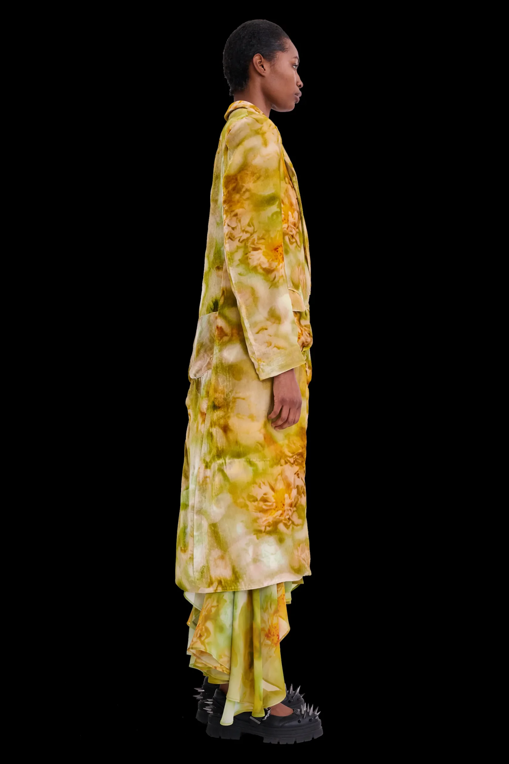 sage_molten_floral_short_wolverine_coat_5.webp Outerwear | Collina Strada SAGE MOLTEN FLORAL SHORT WOLVERINE COAT