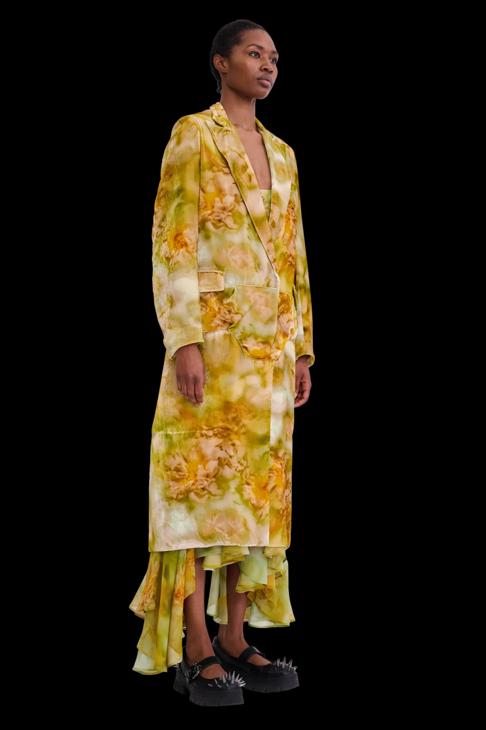 sage_molten_floral_short_wolverine_coat_6.webp Outerwear | Collina Strada SAGE MOLTEN FLORAL SHORT WOLVERINE COAT