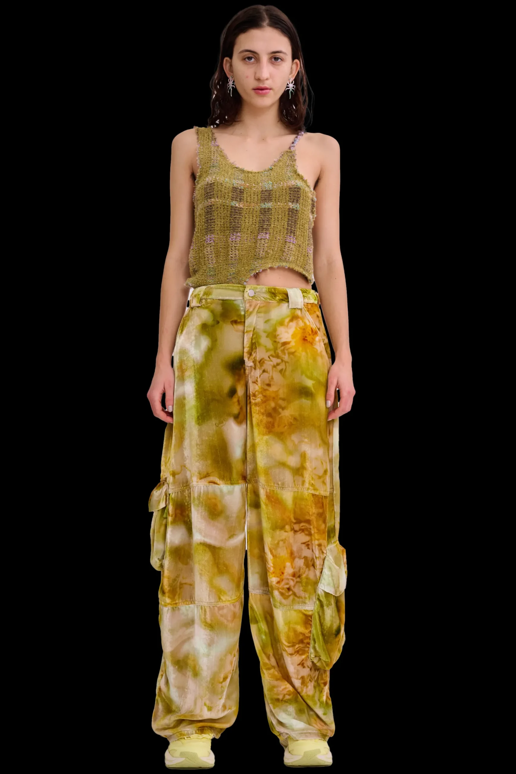 sage_molten_floral_velvet_lawn_cargo_pant_0.webp Pants | Collina Strada SAGE MOLTEN FLORAL VELVET LAWN CARGO PANT