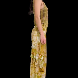 Pants | Collina Strada SAGE MOLTEN FLORAL VELVET LAWN CARGO PANT