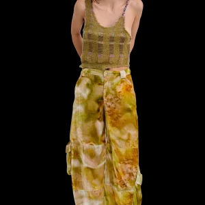 Pants | Collina Strada SAGE MOLTEN FLORAL VELVET LAWN CARGO PANT