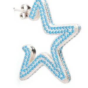 Earrings | Collina Strada SOFT BLUE SUPER STAR HOOPS