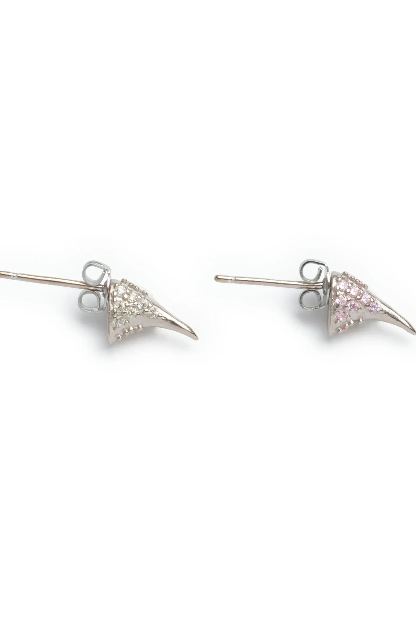 soft_pink_clear_rhinestone_horn_studs_0.webp Earrings | Collina Strada SOFT PINK CLEAR RHINESTONE HORN STUDS