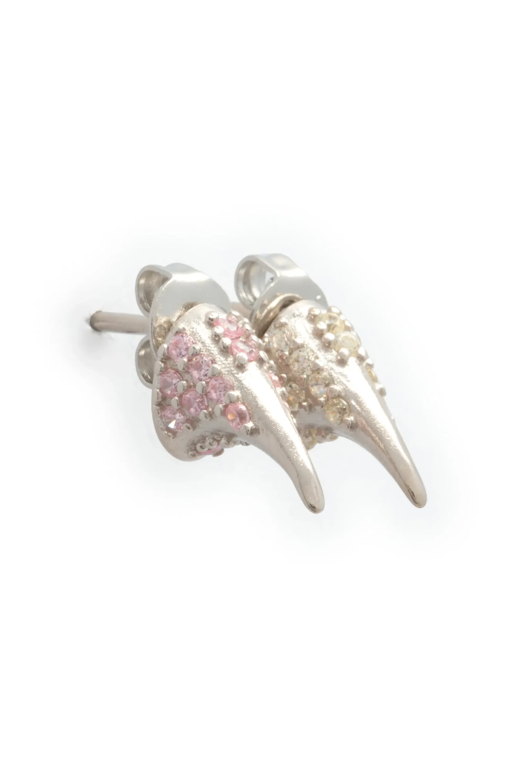 soft_pink_clear_rhinestone_horn_studs_1.webp Earrings | Collina Strada SOFT PINK CLEAR RHINESTONE HORN STUDS